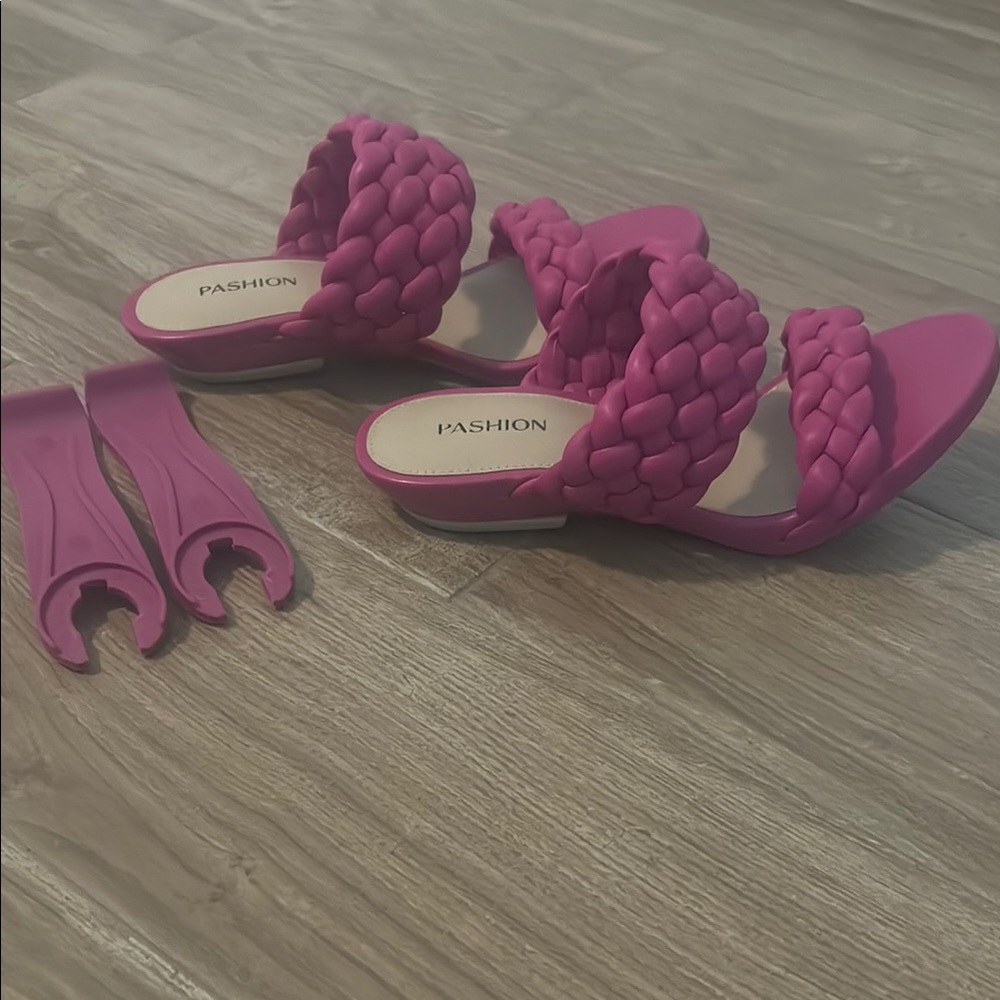 Pashion Footwear Braided Slide Sandals in Hot Pink - Picture 2 of 2